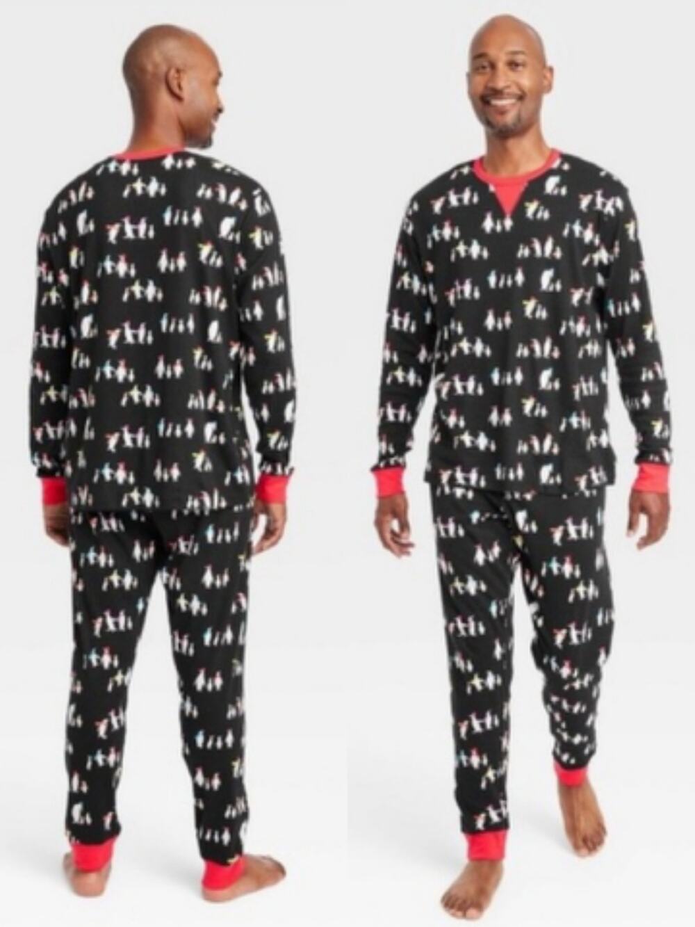 NWT Men's Small Black Wondershop Holiday Penguin Pajama Set